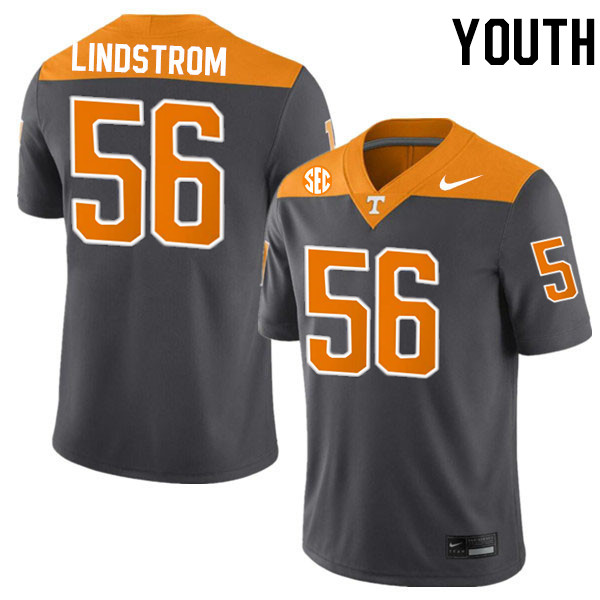 Youth #56 Kellen Lindstrom Tennessee Volunteers College Football Jerseys Stitched-Anthracite